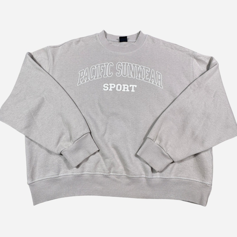 PacSun Pacific Sunwear Sport Crewneck Cropped Sweatshirt Gray Pullover Medium